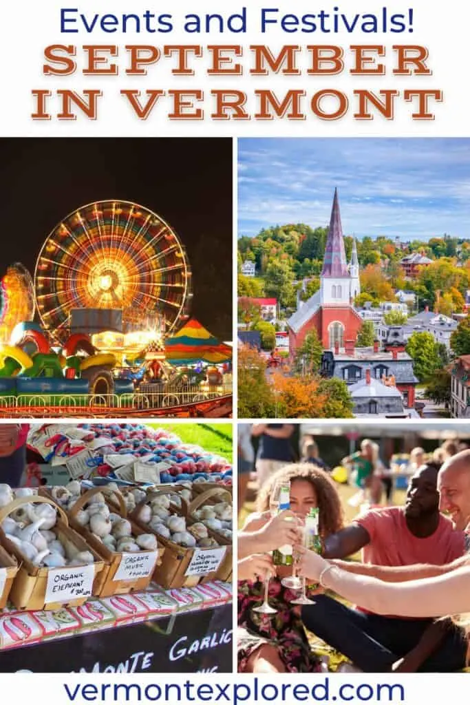 A collage of photos featuring the best things to do in September in Vermont.