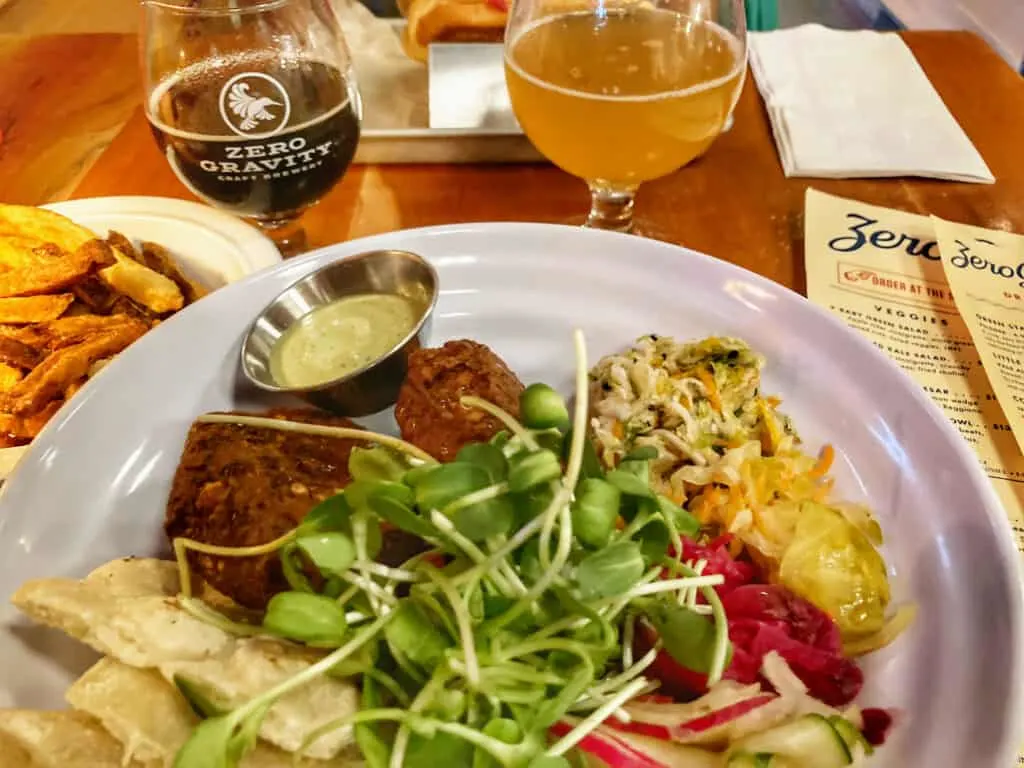 A vegetarian meal at Zero Gravity Brewery in Burlington Vermont.