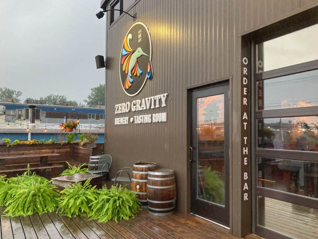 The front entrance to Zero Gravity Brewery in Burlington Vermont.
