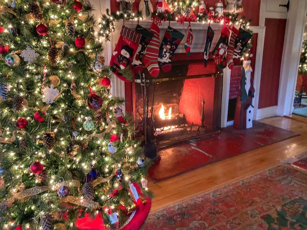 A decorated Christmas tree at the Inn at Ormsby Hill in Manchester, Vermont
