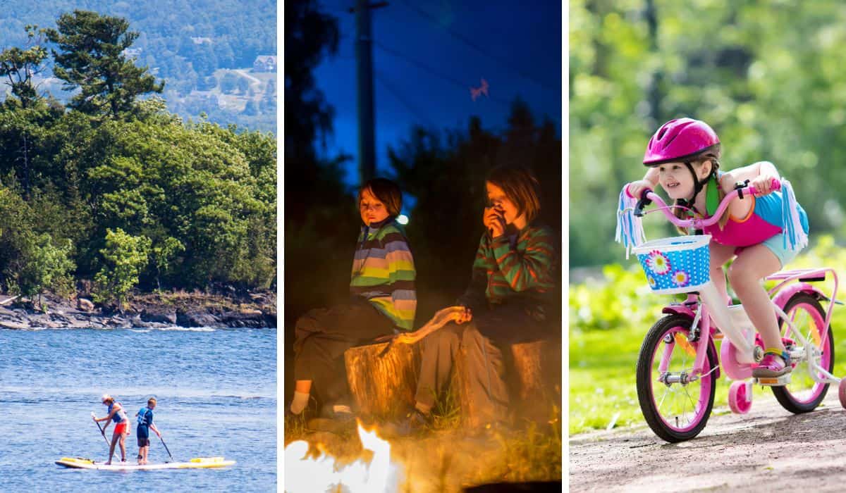 Several photos featuring the best family campgrounds in Vermont.