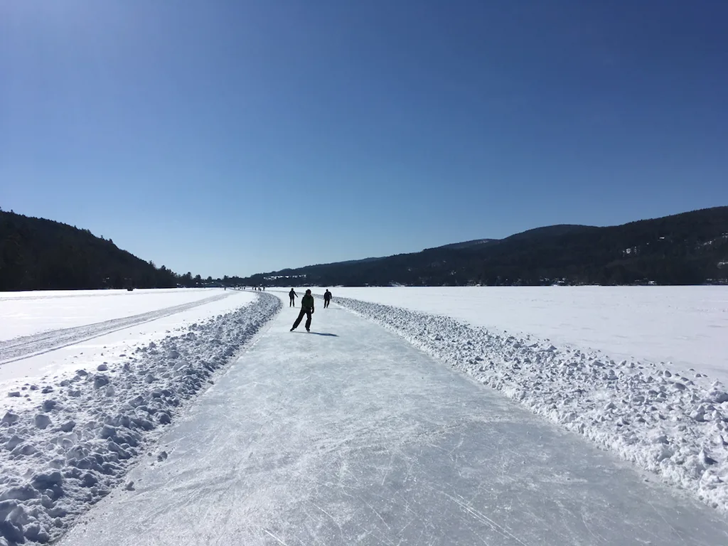 Skating on the Skate Trail maintained by Lake Morey Resort. 