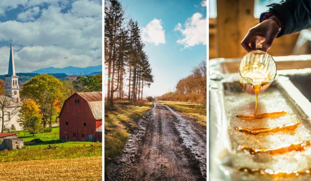 A collage of photos featuring things nobody tells you about living in Vermont. 