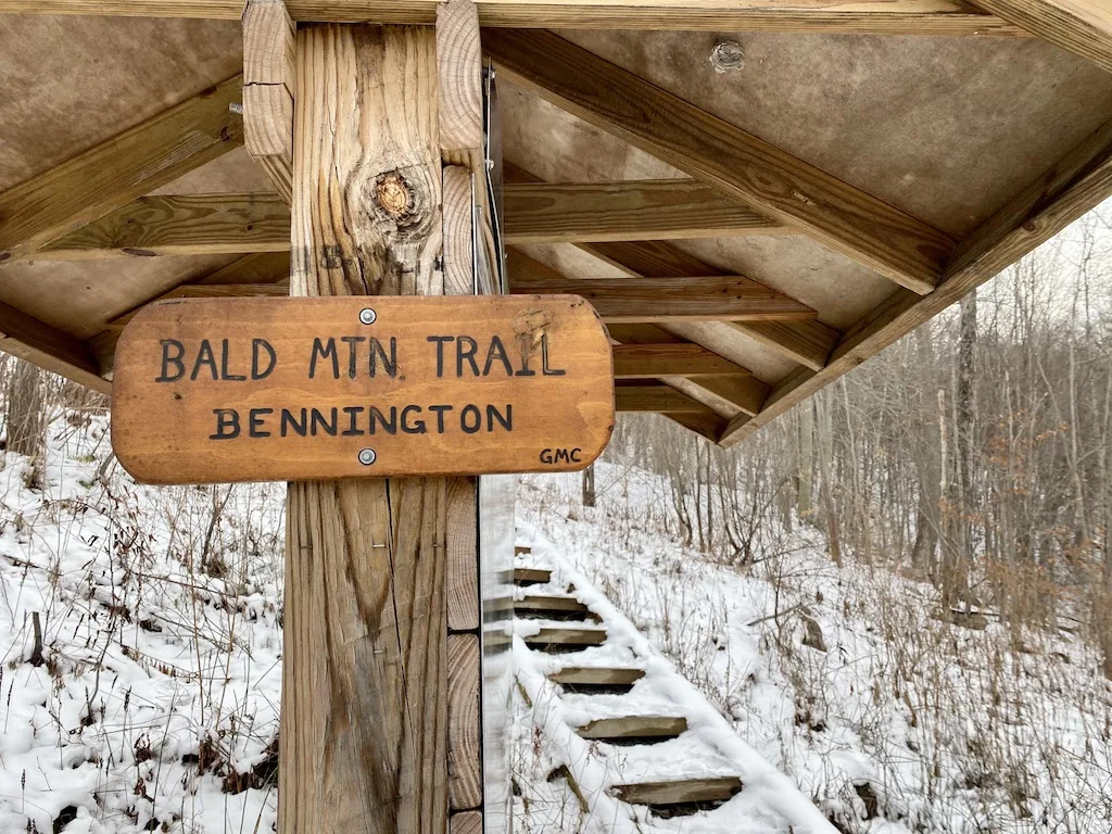 Bald Mountain Trail in Bennington sign.