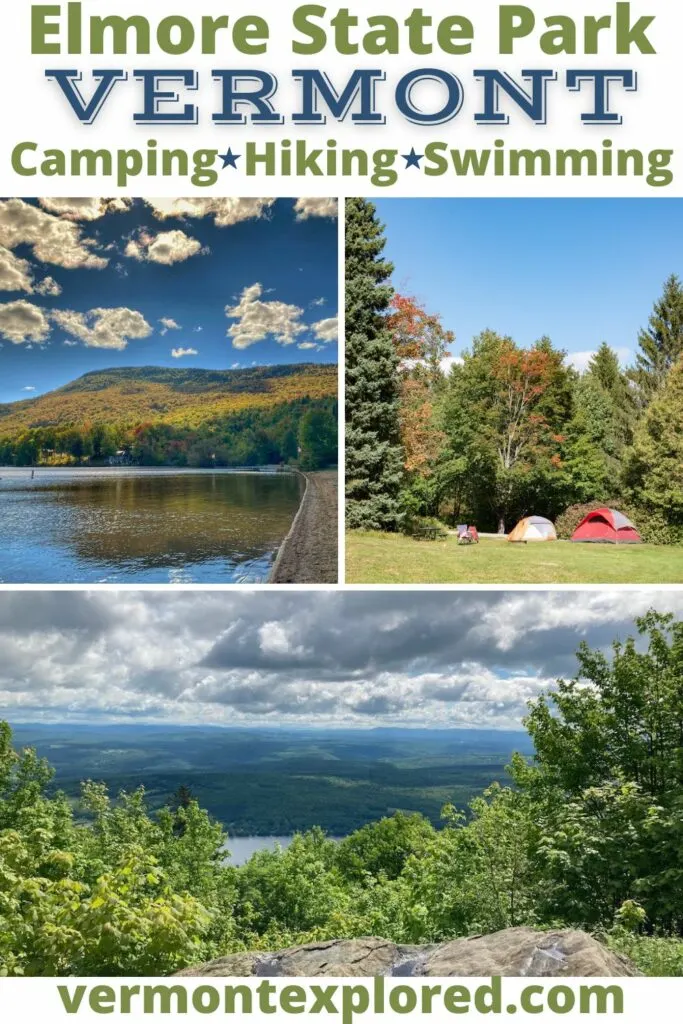 A collage of photos featuring views at Elmore State Park in Vermont.