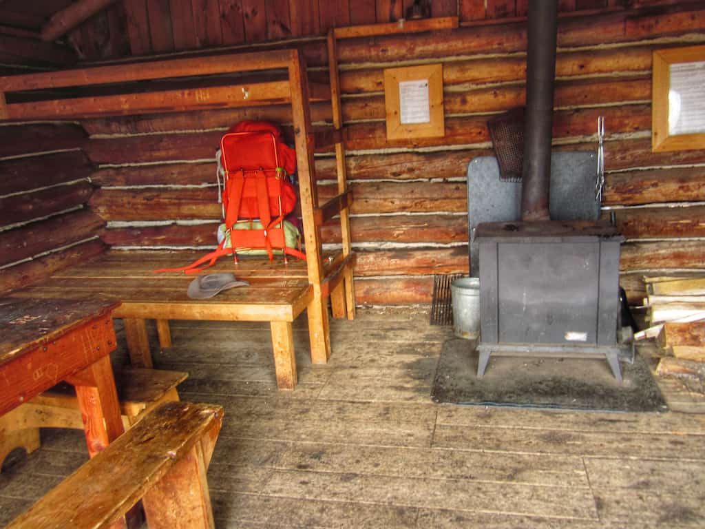 The inside of Ridge Cabin at Merck Forest. 