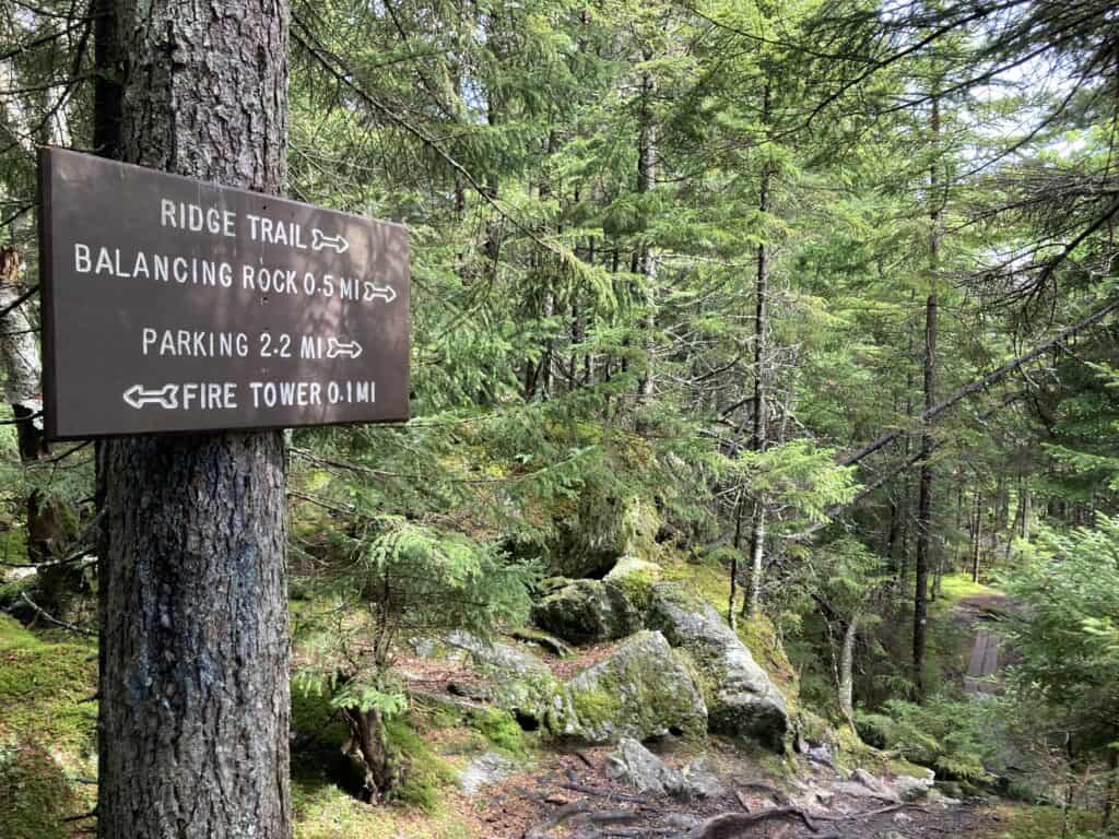 Trail sign at Elmore State Park in Vermont.