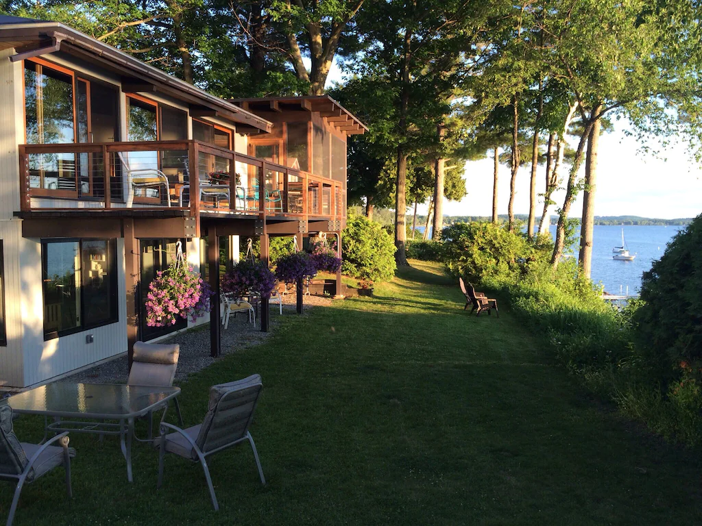 Summer view of a Lake Champlain vacation rental in Burlington.