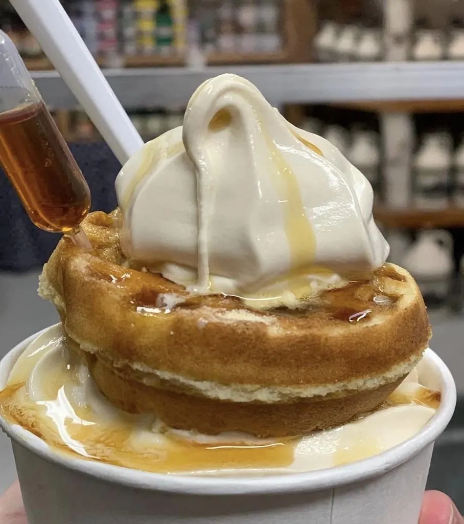 A maple ice cream sundae at a Vermont sugar shack. 