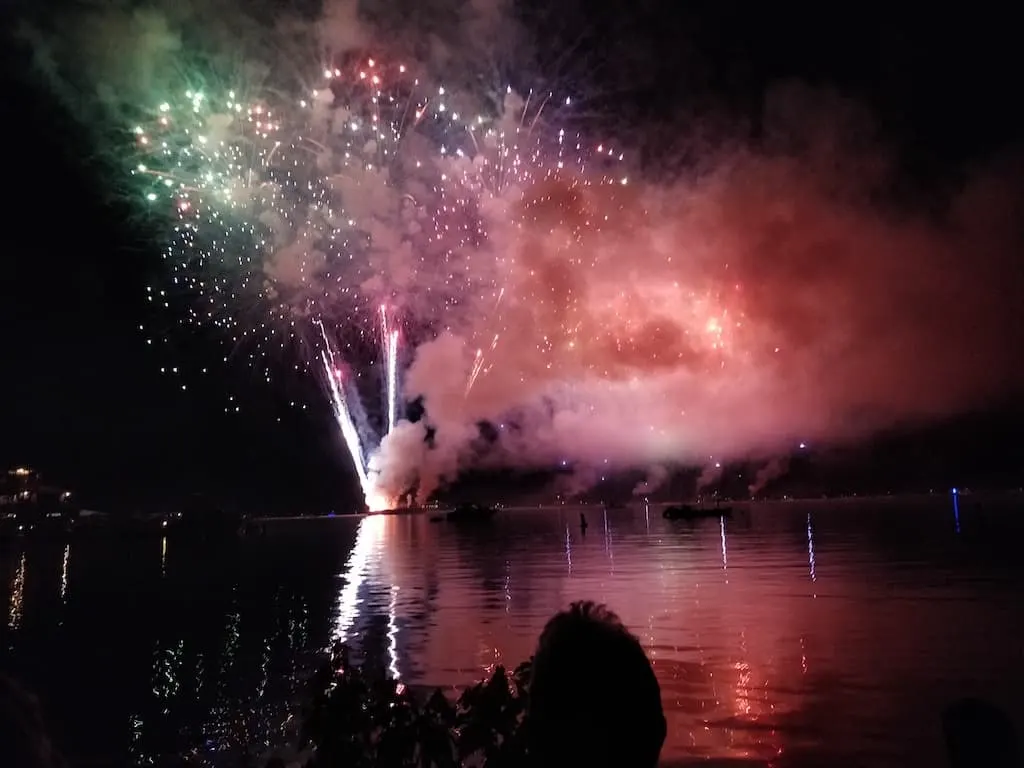 Fireworks over Lake Champlain in Burlilngton, Vermont.