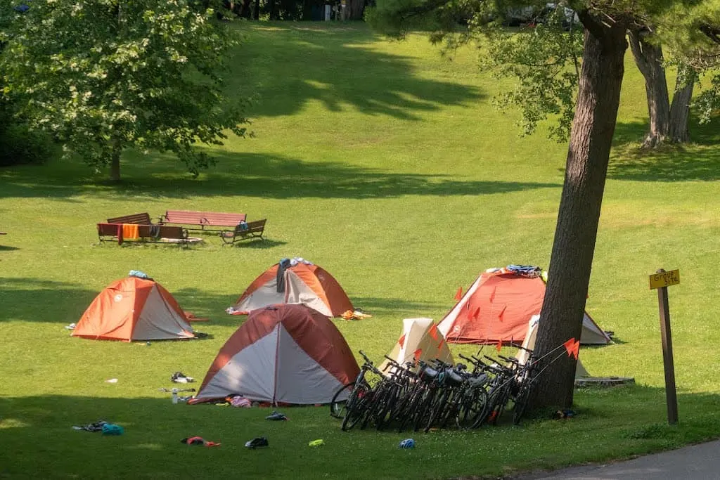 Bike camping at North Beach in Burlington