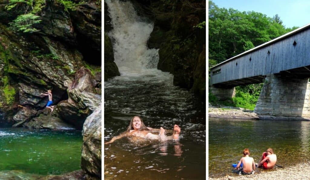A collage of Vermont swimming holes.