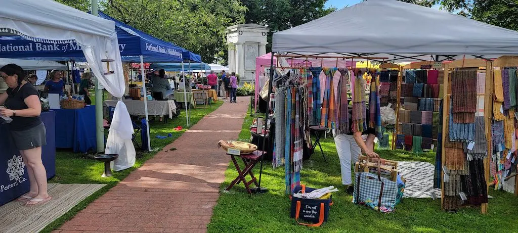 Craft vendors set up at Vergennes Day in Addison County. 