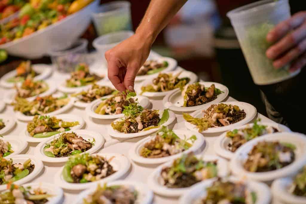 Small plates offered to guests of the Vermont Fresh Network's annual Forum Dinner in Shelburne, Vermont.