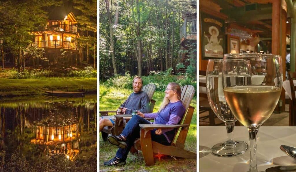 A collage of photos featuring the best romantic getaways in Vermont.

