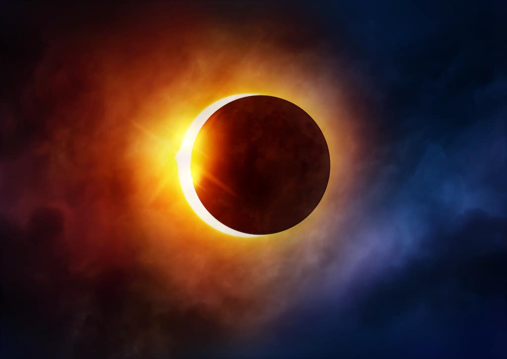 An illustration of a total solar eclipse. 