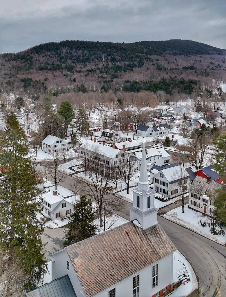 Aeriel view of Grafton Village in Vermont.