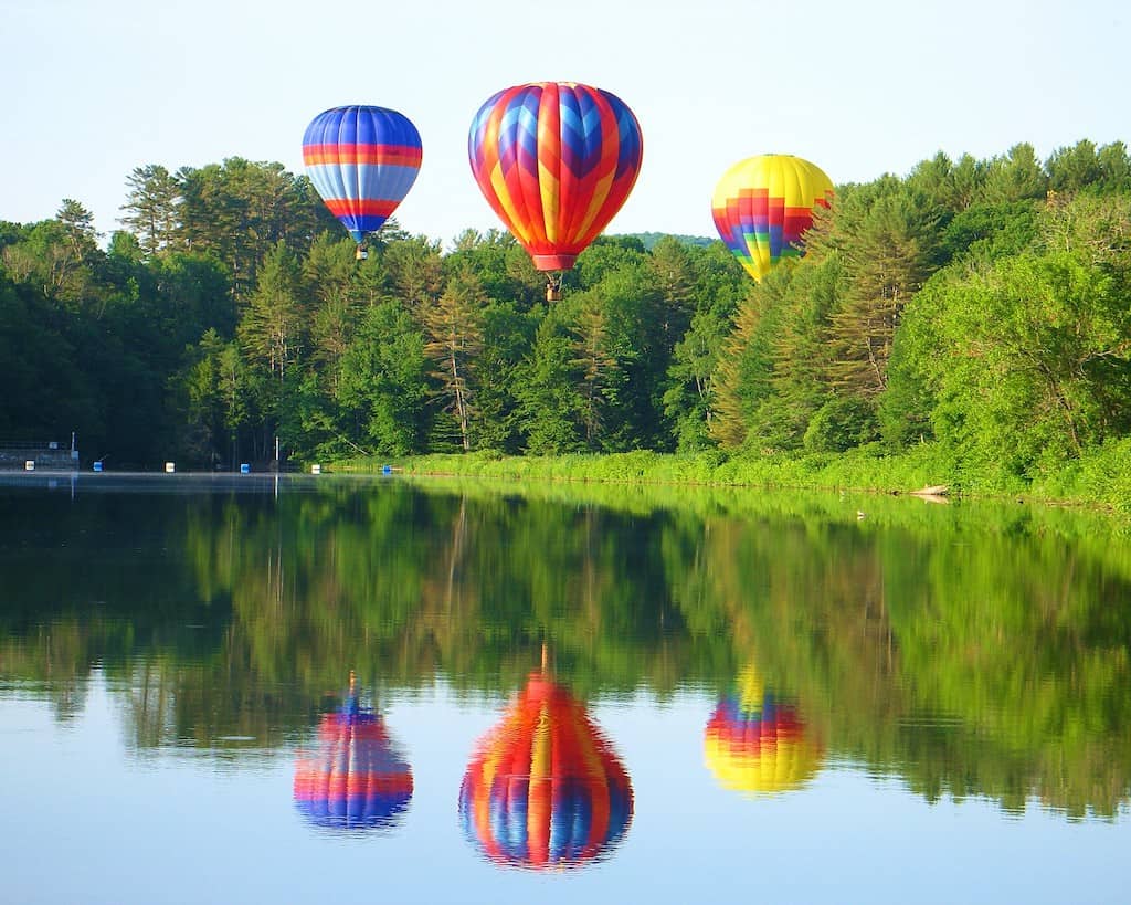 Hot air balloons in Quechee, Vermont.