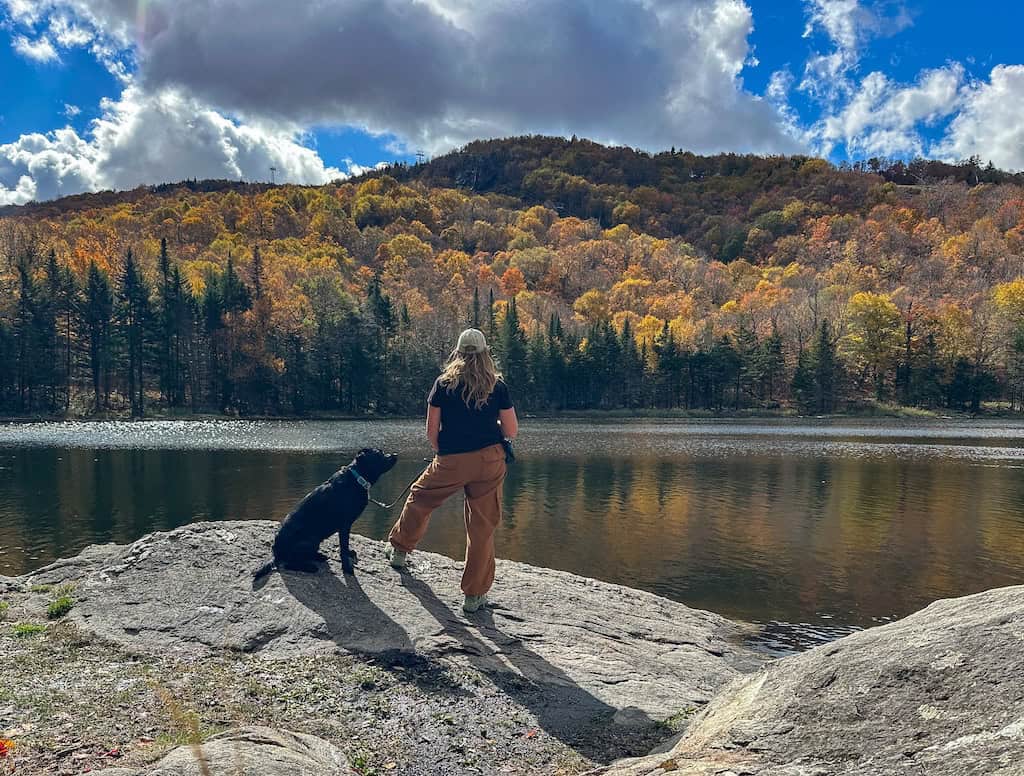 Enjoying fall at Pleiad Lake with Malinda.