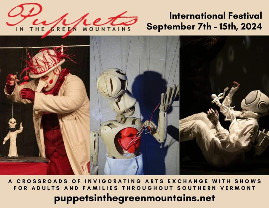 Puppets in the Green Mountains promotional flyer.
