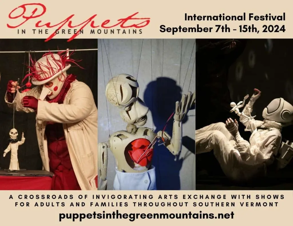 Puppets in the Green Mountains promotional flyer.
