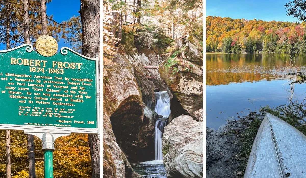 A collage of fall foliage pics from Ripton and Vermont Route 125