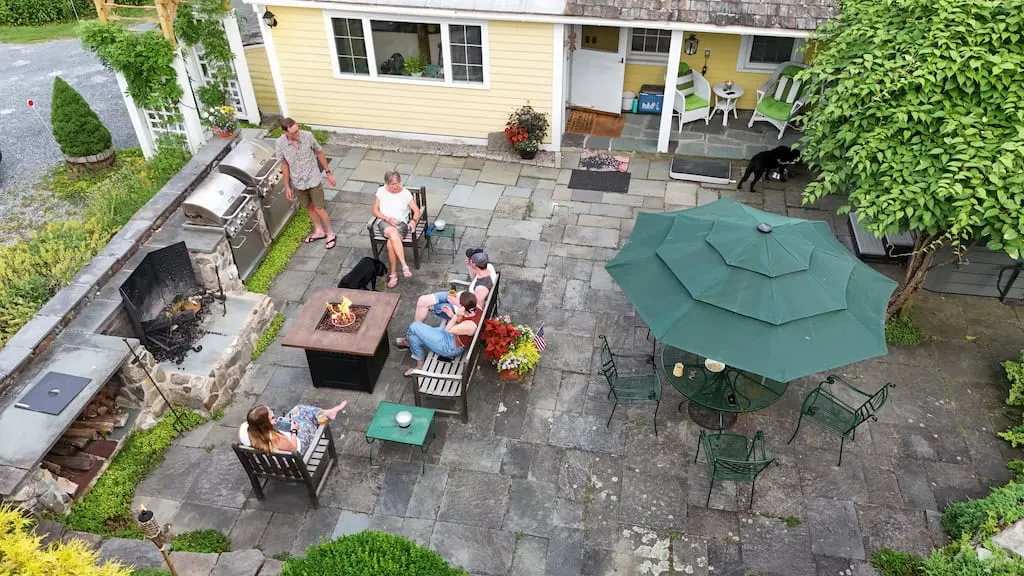 The back patio is perfect for relaxing, eating, and entertaining.