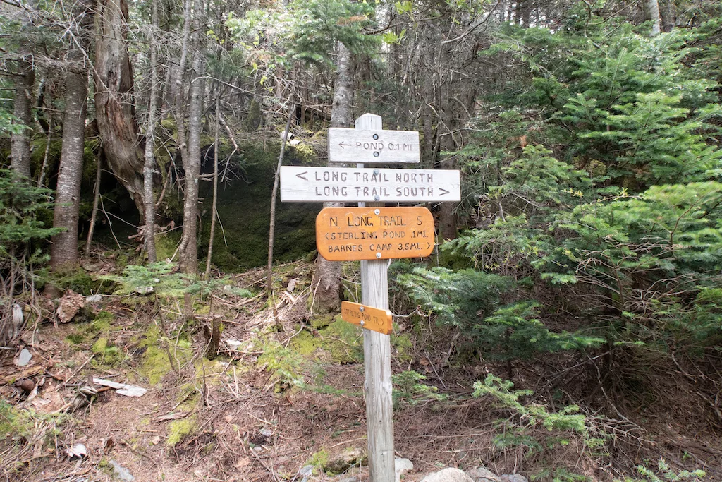 Long Trail signage near Sterling Pond.