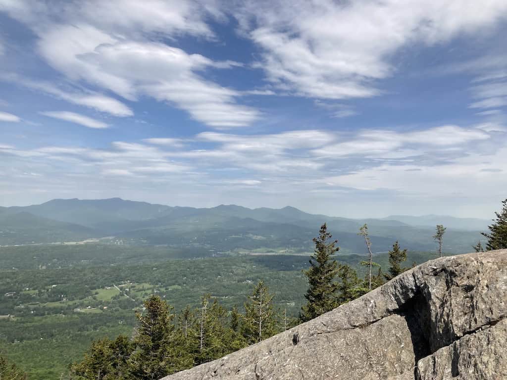 Stowe with Mount Mansfield rising behind it. 