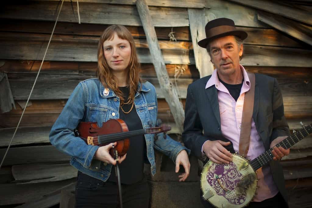 Richie Stearns and Rosie Newton with their instruments. 