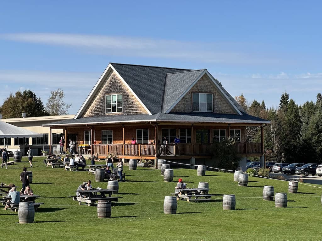 Outdoor seating at Hill Farmstead in Greensboro.