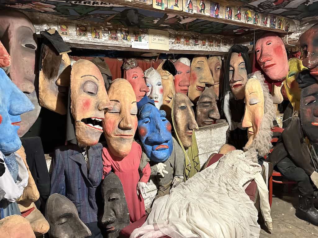 Puppet display at Bread and Puppet Museum.
