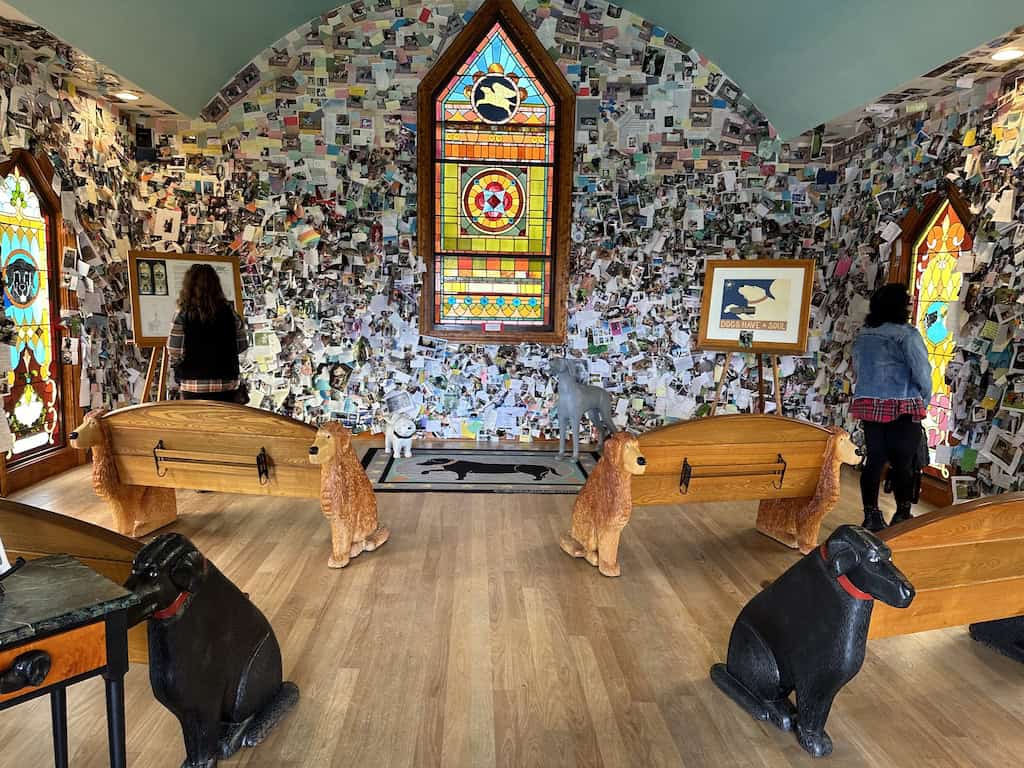 Inside the Dog Chapel at Dog Mountain.