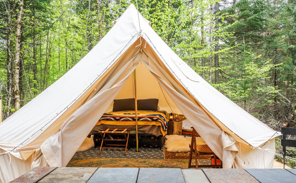The glamping tent at Stone City in Hardwick.
