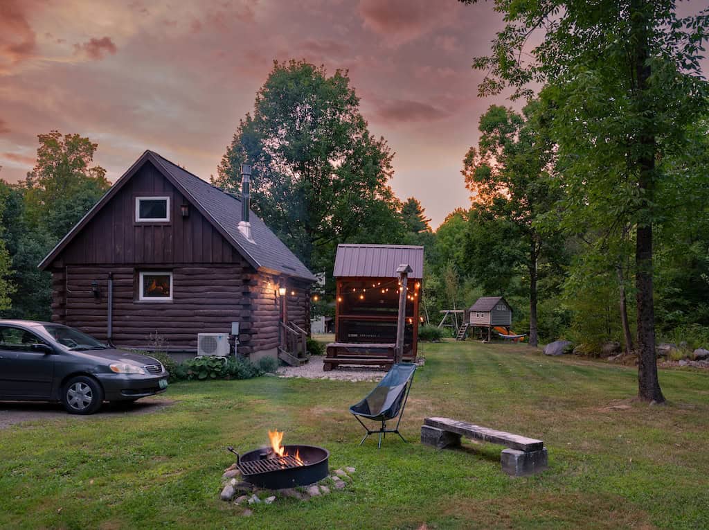 A campfire at Foxglove Farm in Leicester, Vermont.