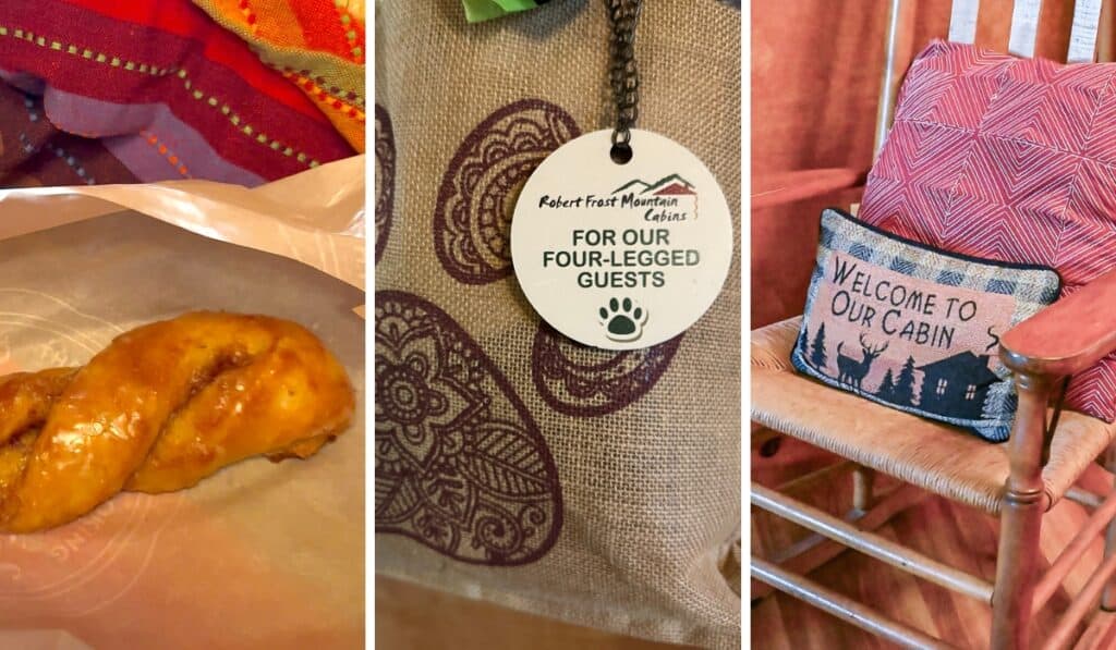 A cinnamon twist, special dog bag, and