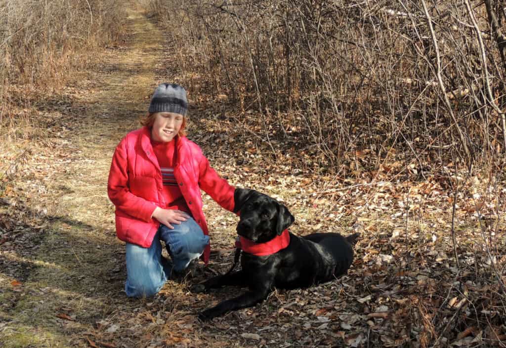 Gabe and Flynn wearing red for hunting season.