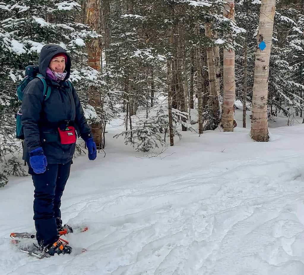 Beth leading us on a snowshoe walk around the pond. 